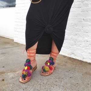 Zara Pom Pom Sandals